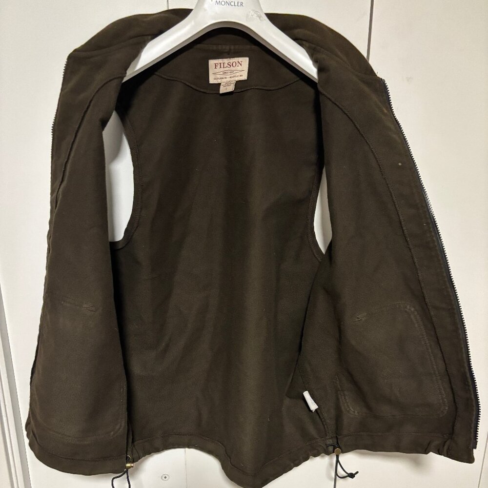 Filson Vest Liner Brown Full Zip Moleskin Hunting Casual Made in USA - Large - Picture 3 of 9